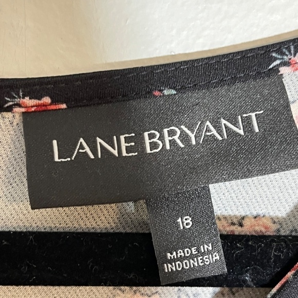 Lane Bryant Floral Top 18 Black Boho Western Preppy Dainty Belted Peasant Hippie - Picture 2 of 13